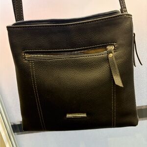 Roots Black Leather Shoulder Bag